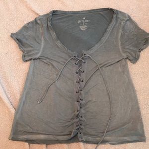 American Eagle tie up shirt